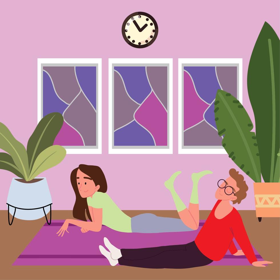 couple relax in the floor vector