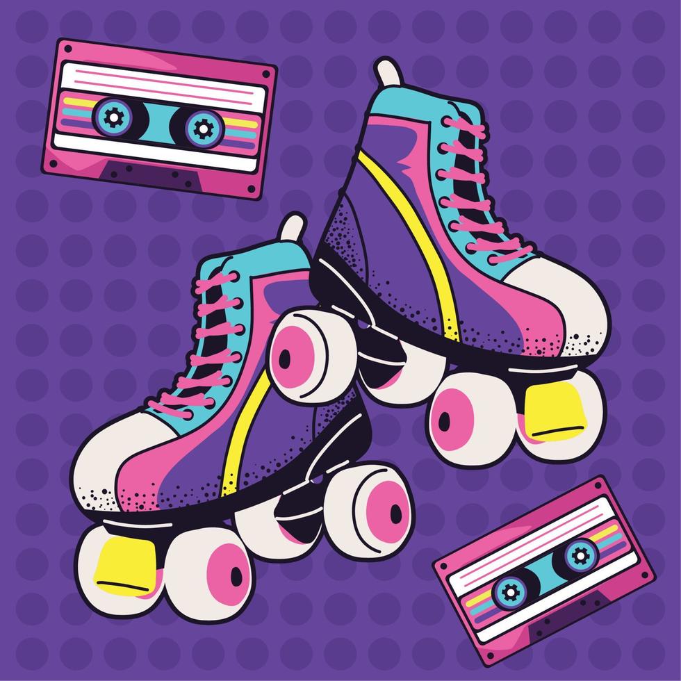 Cassette de patines de los 90 vector