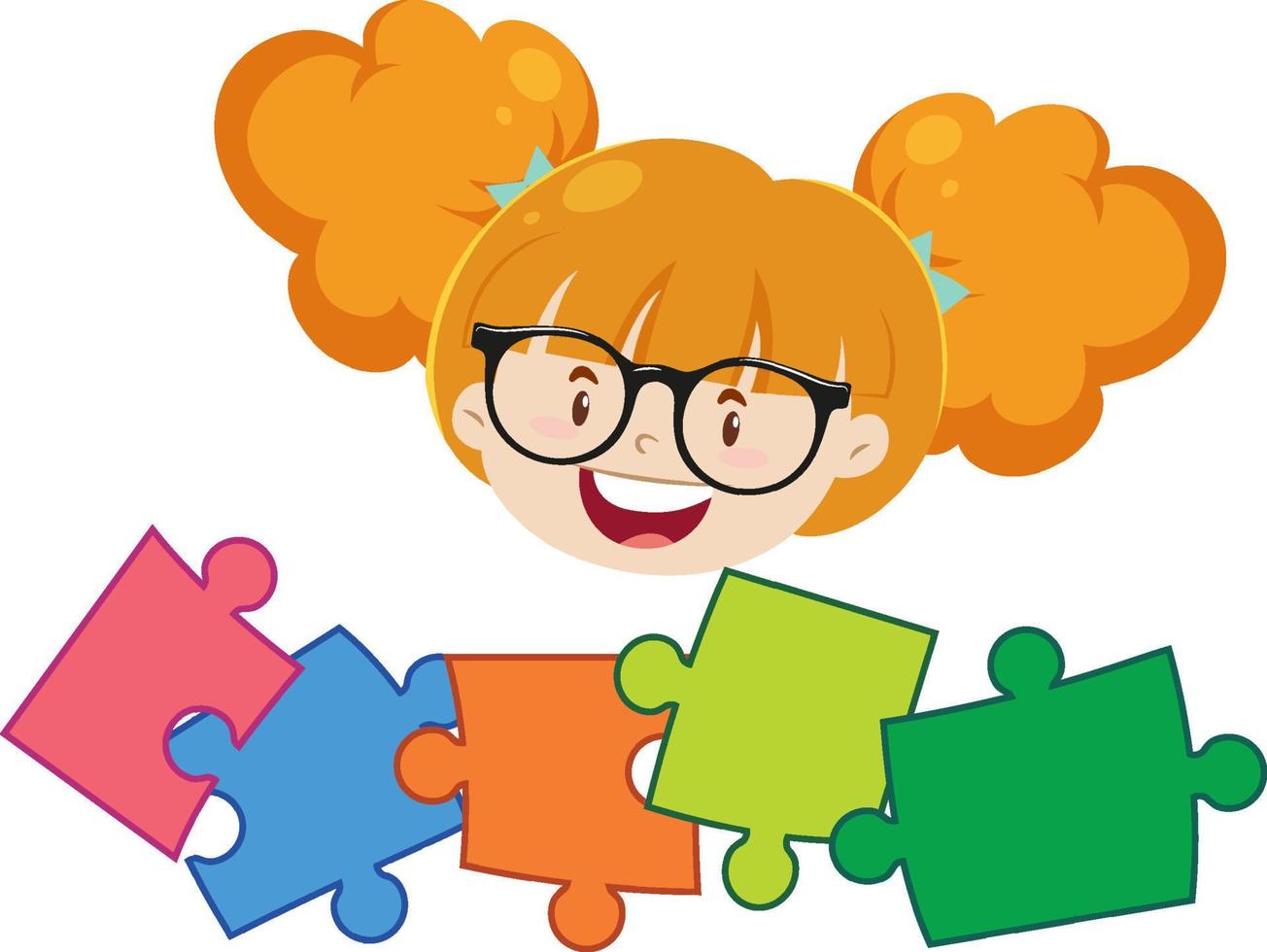 A girl with jigsaw pieces vector