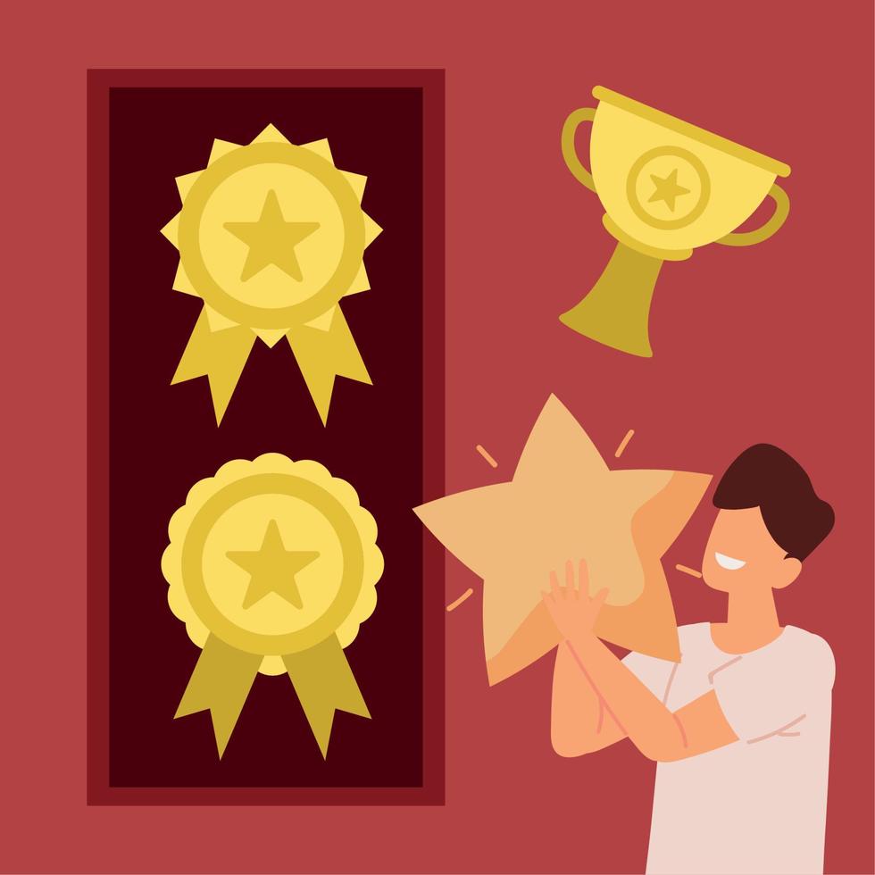 man with achievement awards vector