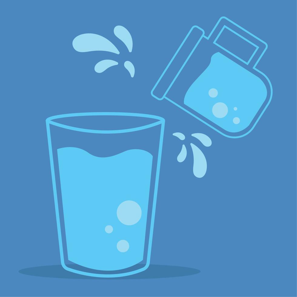 jarra de agua vertida en un vaso vector