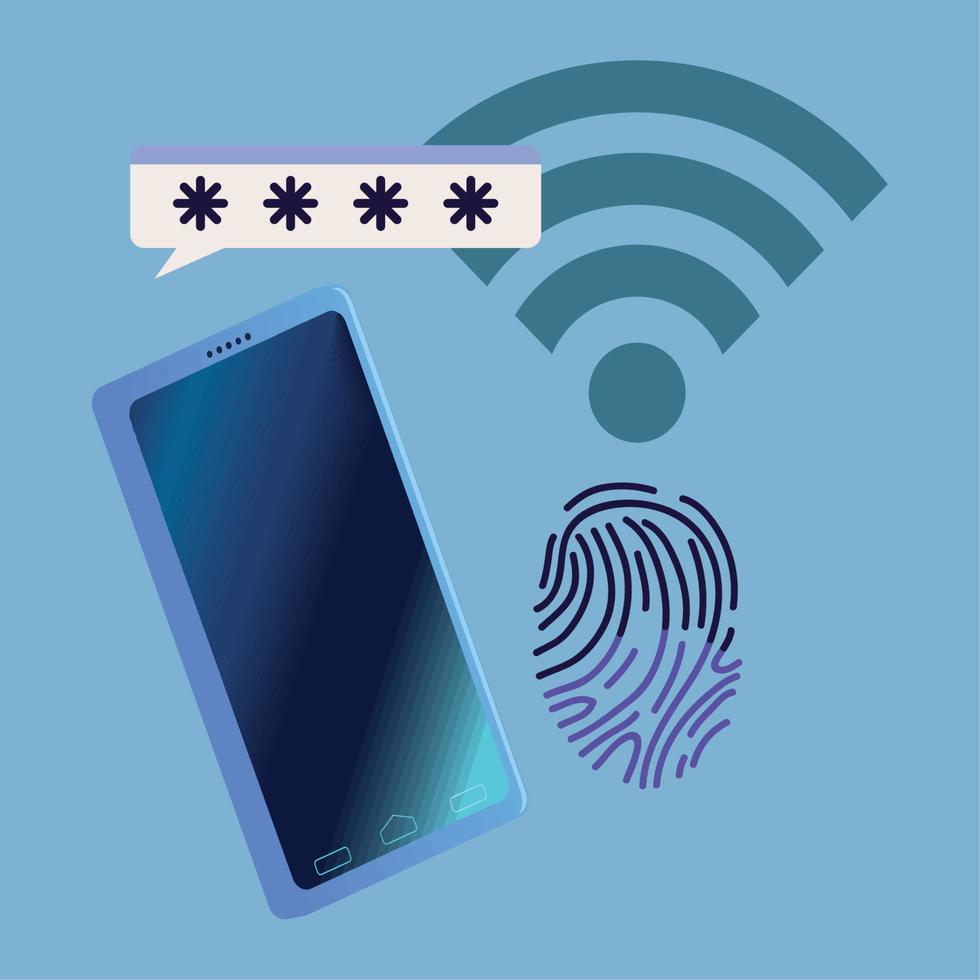 cybersecurity password smartphone vector