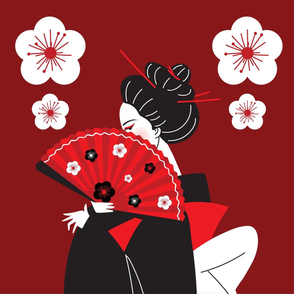 beautiful geisha japan woman 11127733 Vector Art at Vecteezy
