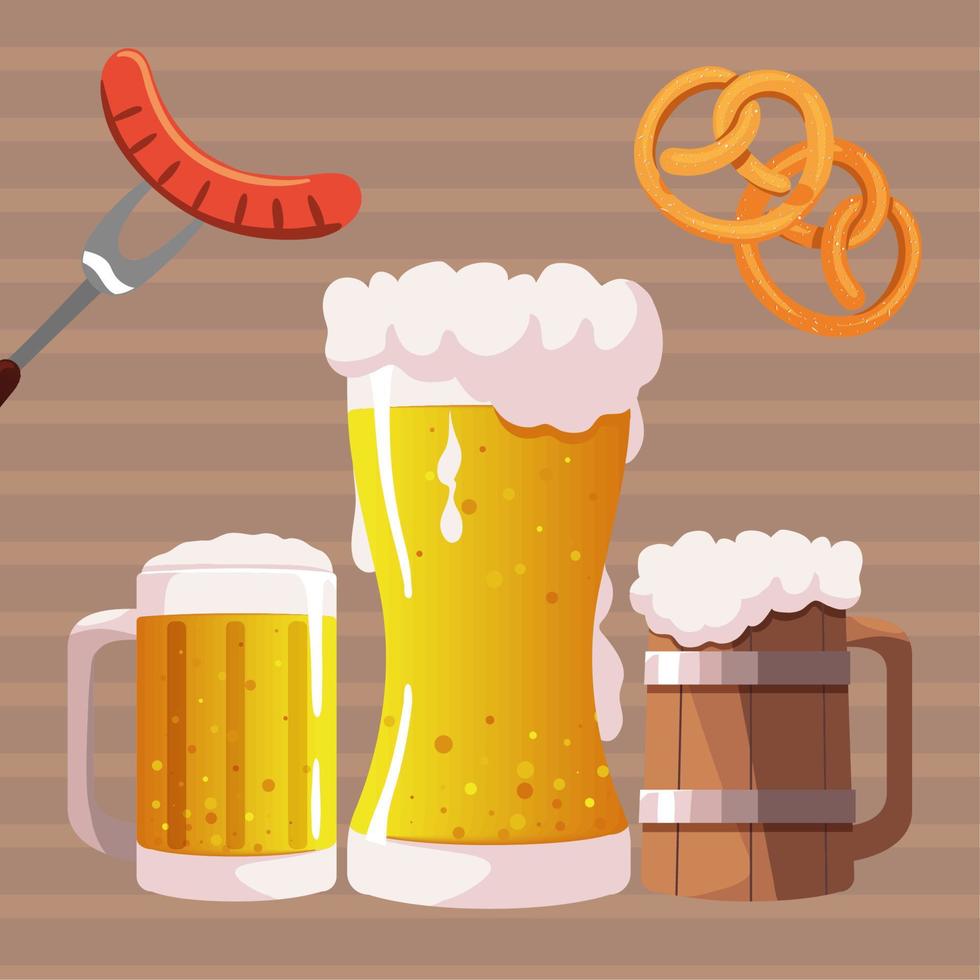 food and beers oktoberfest vector