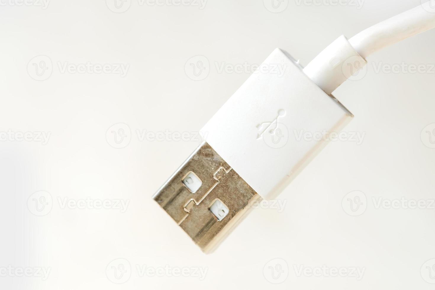 Macro shot of USB port on white background photo