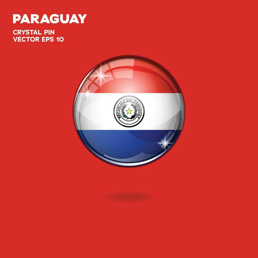 botones 3d de la bandera de paraguay vector