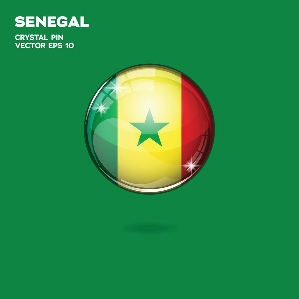 botones 3d de la bandera de senegal vector