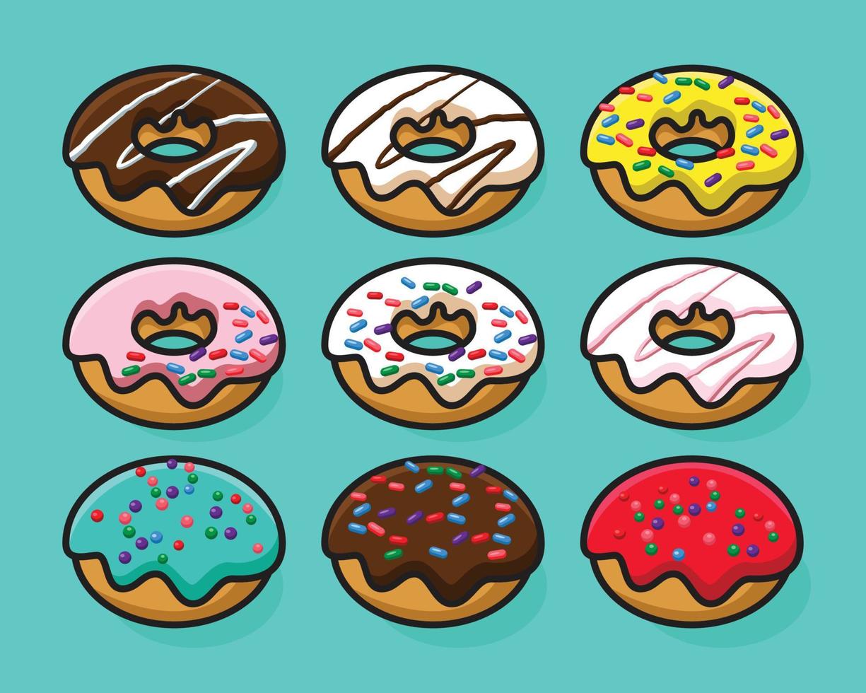 icono de conjunto de deliciosos donuts vector