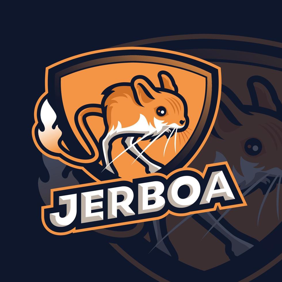 logotipo de esport de escudo de jerboa vector