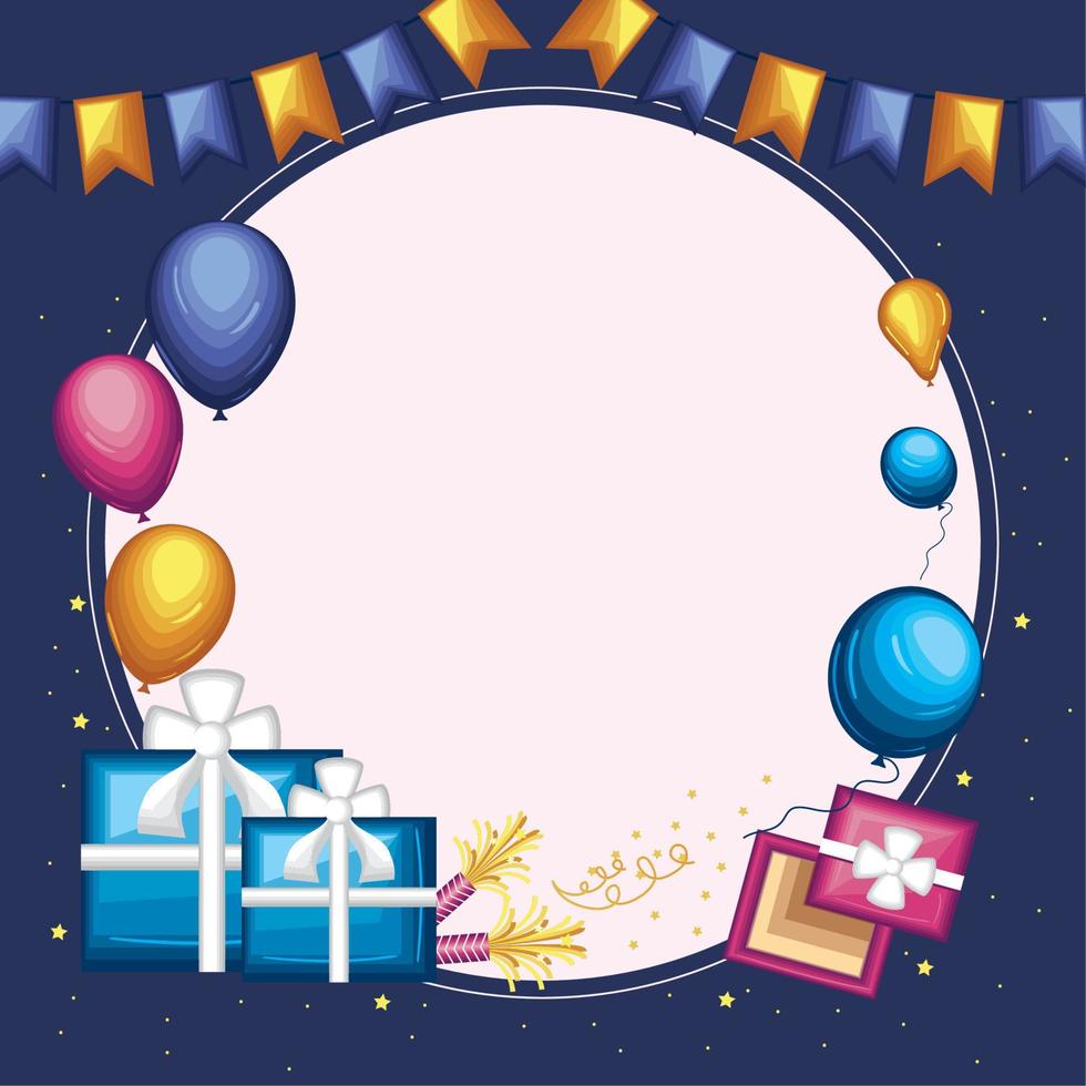 birthday gifts and balloons vector