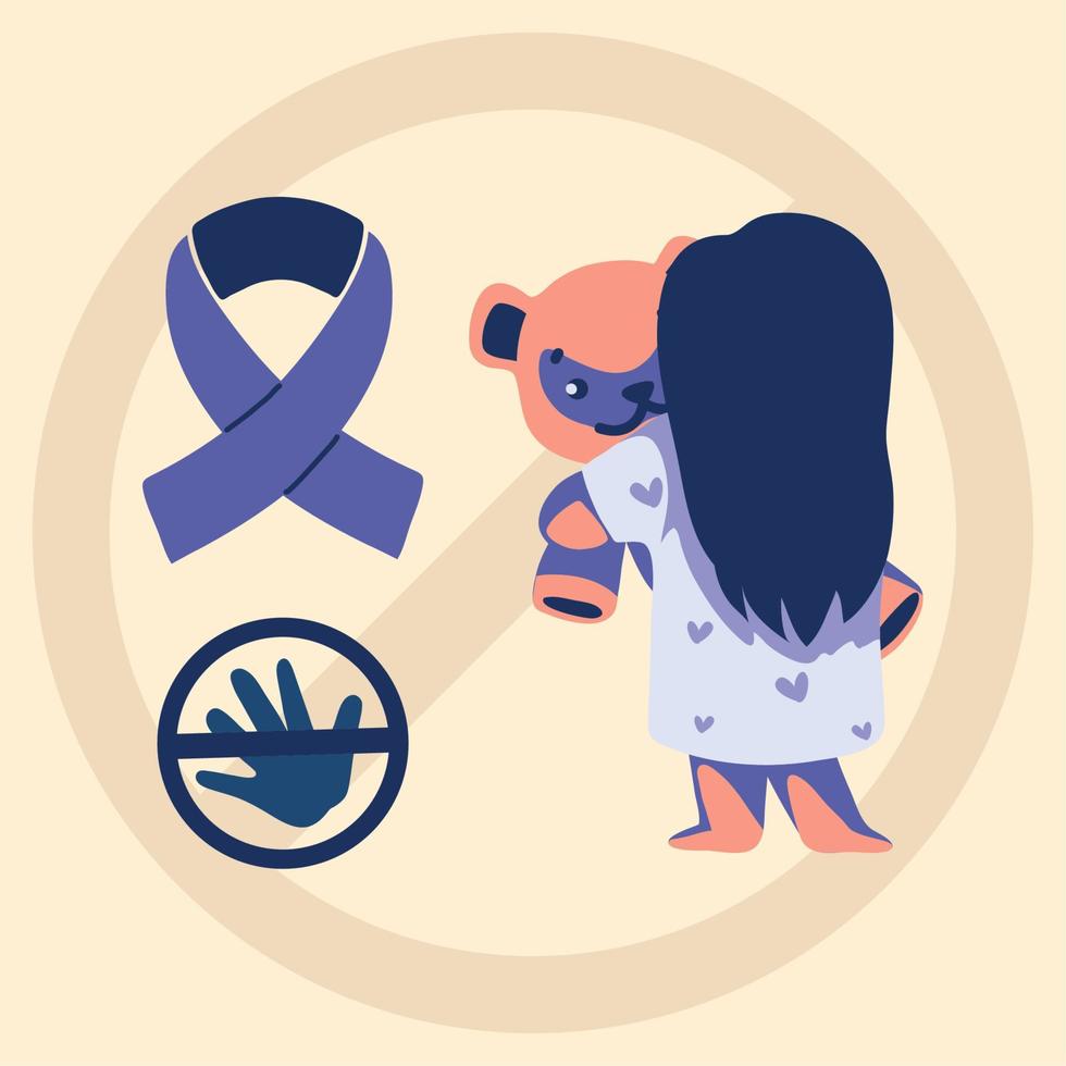 national child abuse, unhappy girl vector