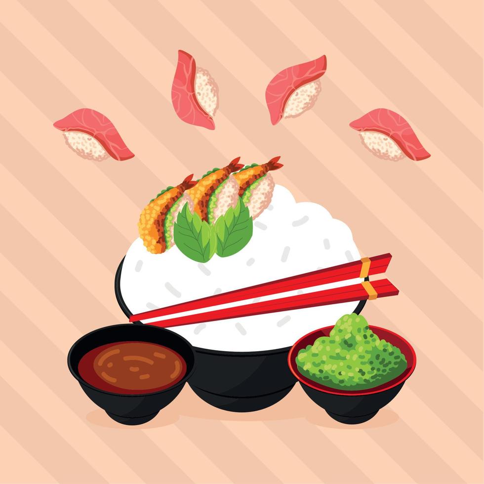 rice japanese food vector