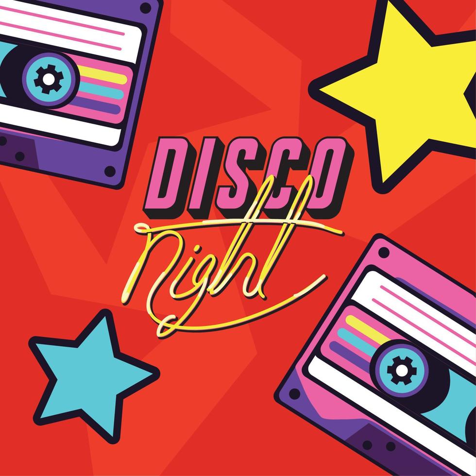90s disco night cassette vector