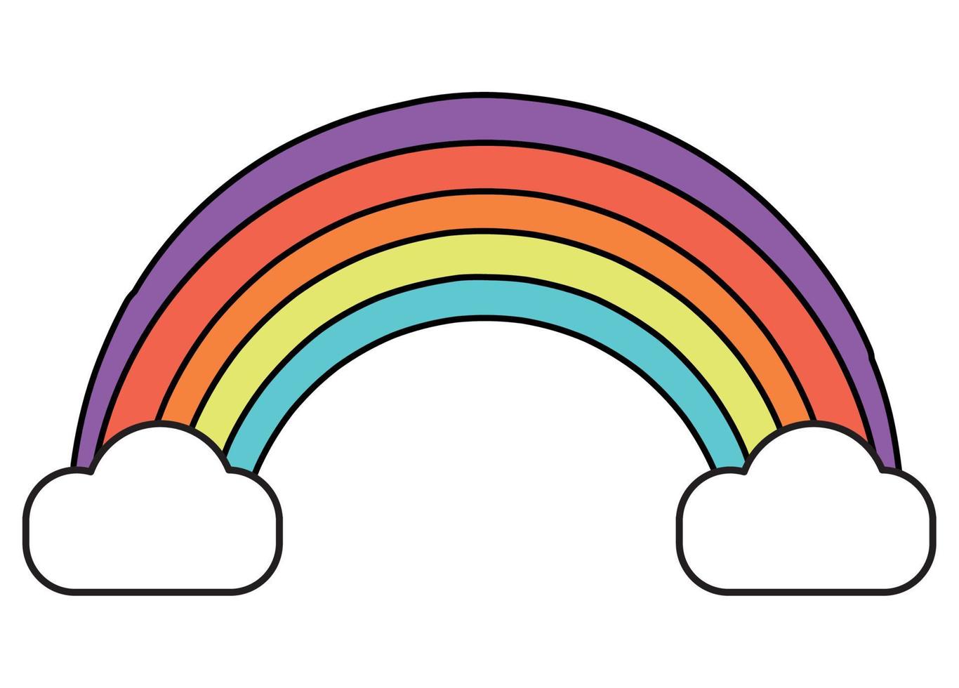 rainbow and clouds vector