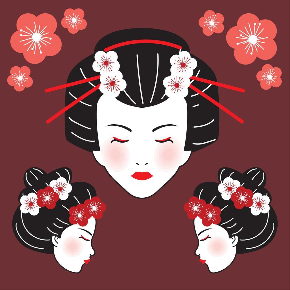 personaje tradicional geisha vector