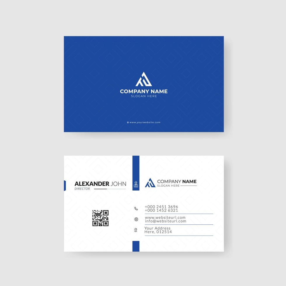 Professional elegant blue and white modern business card design template vector
