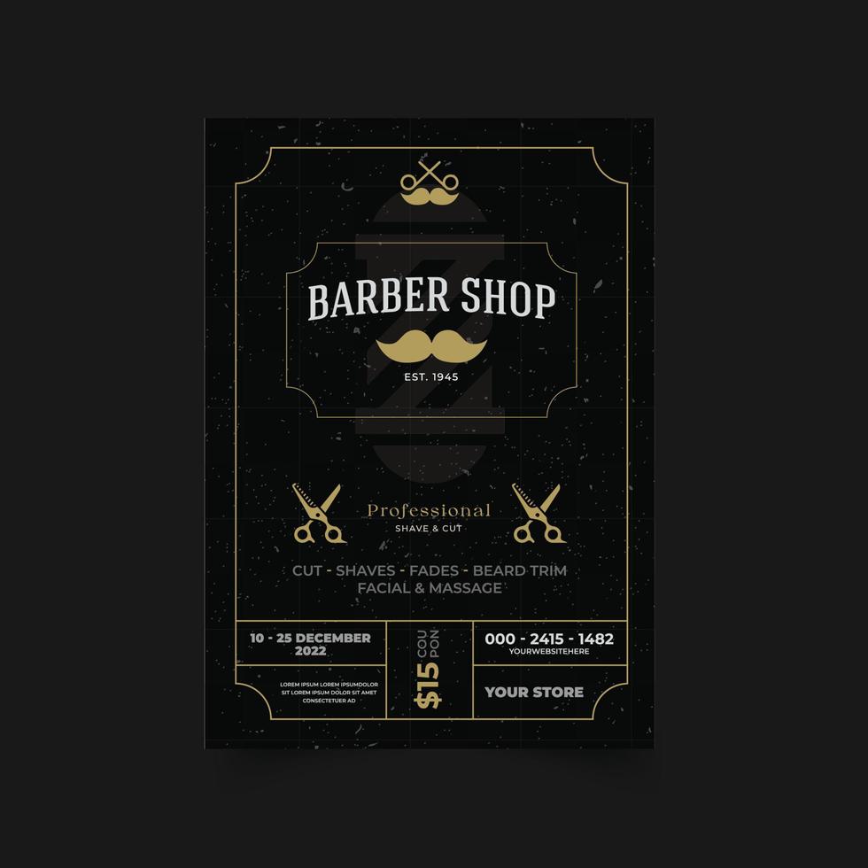 professional barber shop flyer layout vector