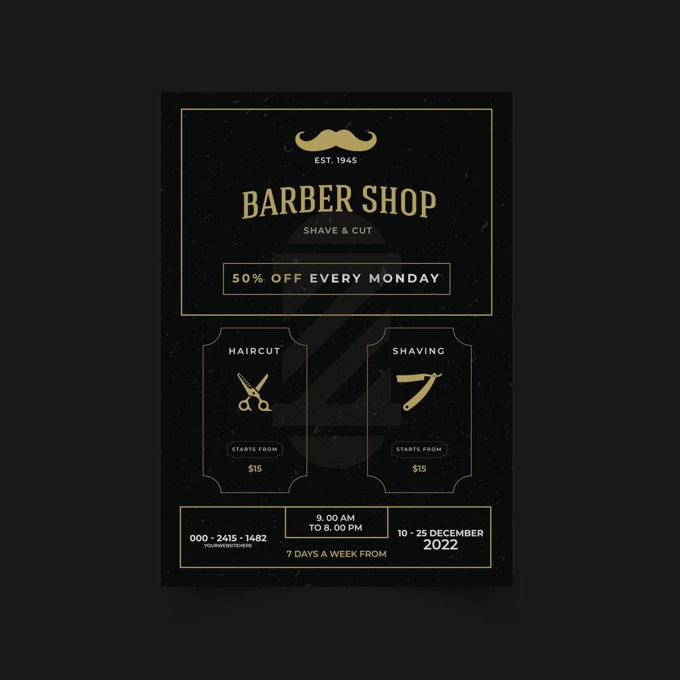 professional barber shop flyer layout vector