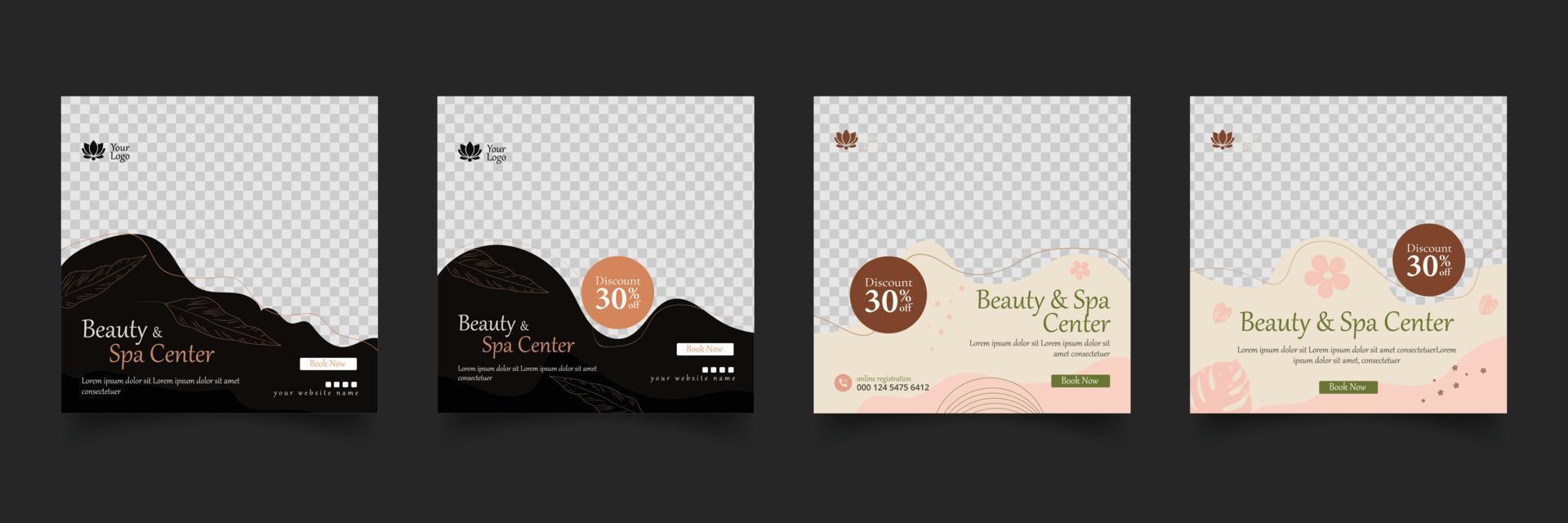 beauty spa center social media post template vector