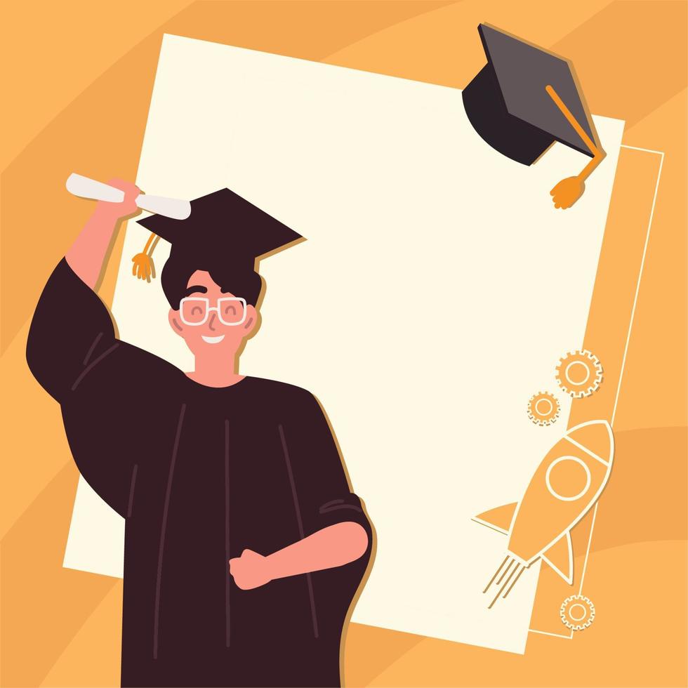 graduate man with certificate vector