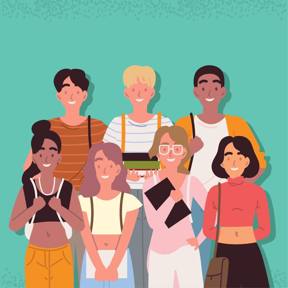 college students with bags vector