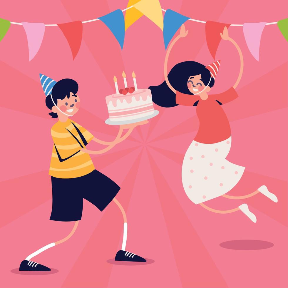 male with birthday cake vector