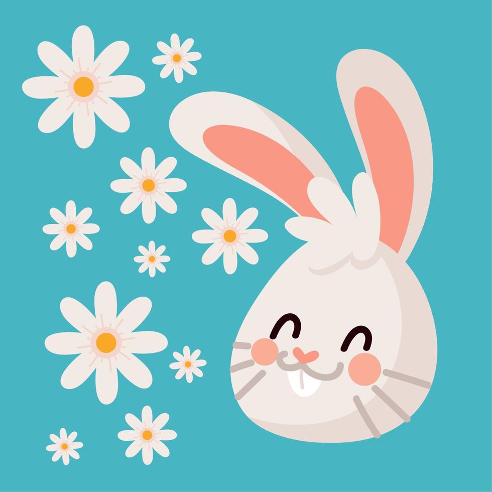 rabbit face flowers vector