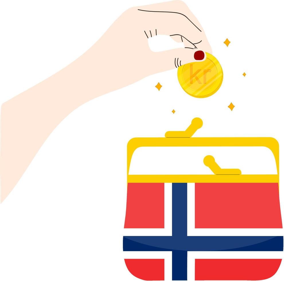 Norwegian Flag vector hand drawn,Norwegian krone vector hand drawn