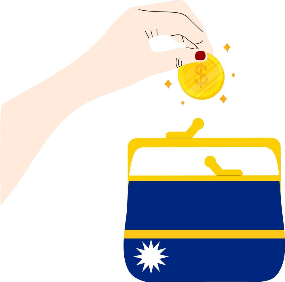 Nauru Flag vector hand drawn,Australian dollar vector hand drawn