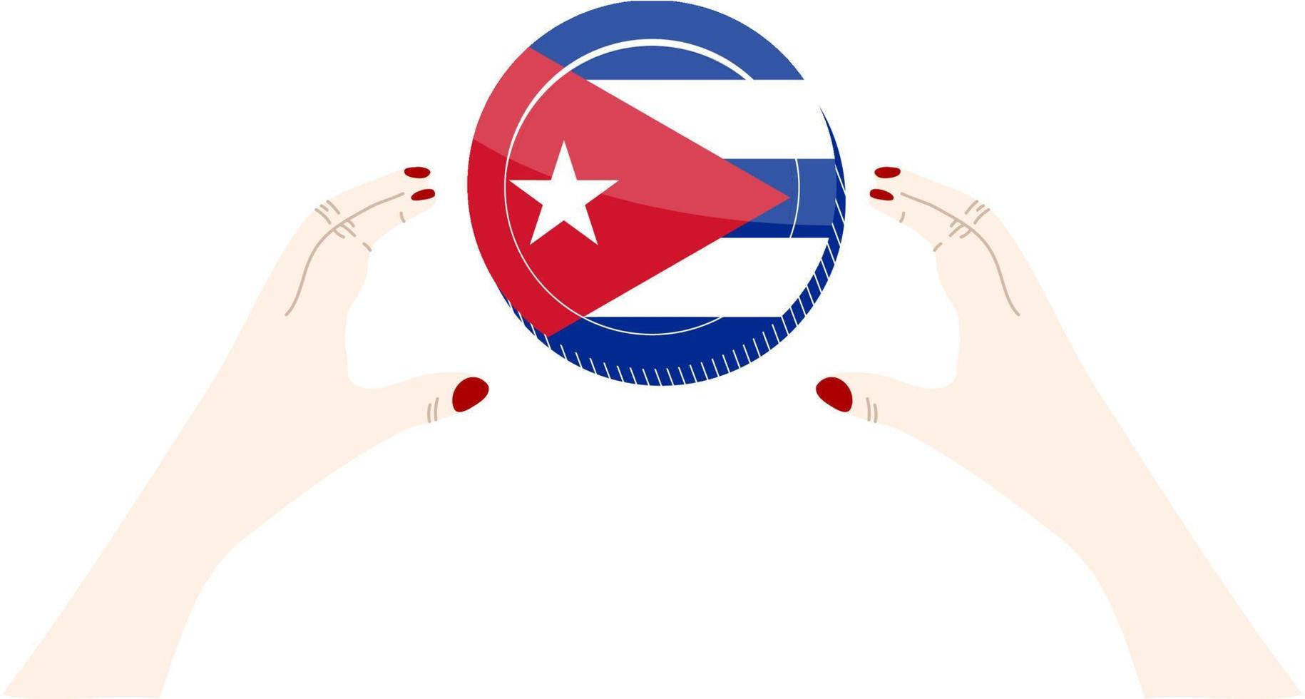 dibujado a mano de vector de bandera cubana, dibujado a mano de vector de peso cubano