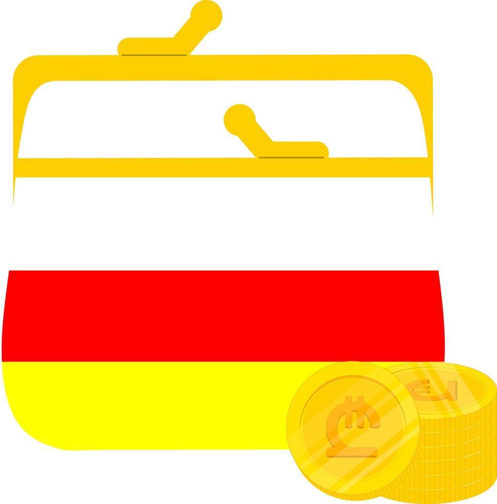 South Ossetia Flag vector hand drawn,Georgian lari vector hand drawn