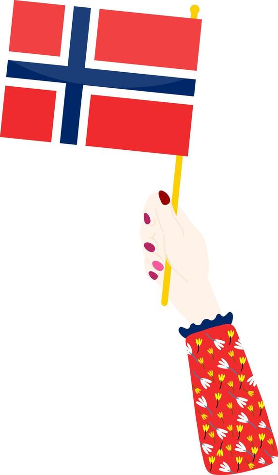 Norwegian Flag vector hand drawn,Norwegian krone vector hand drawn