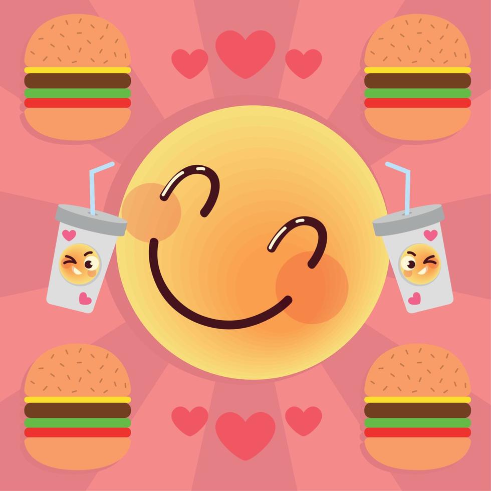 emoji y comida rapida vector