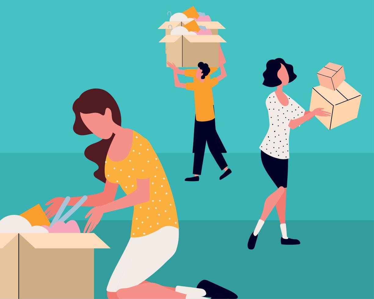 people organizing donations vector