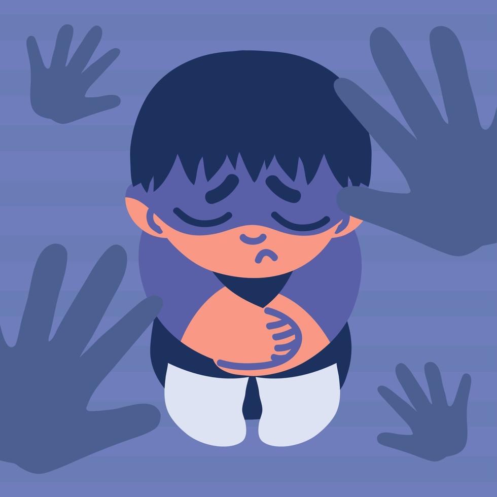 concerned boy child abuse design vector