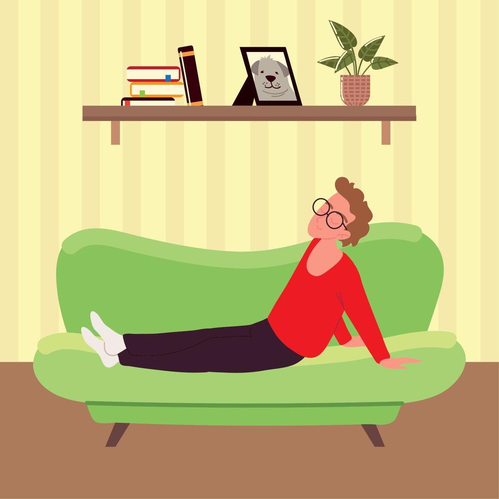 relaxed guy on sofa vector