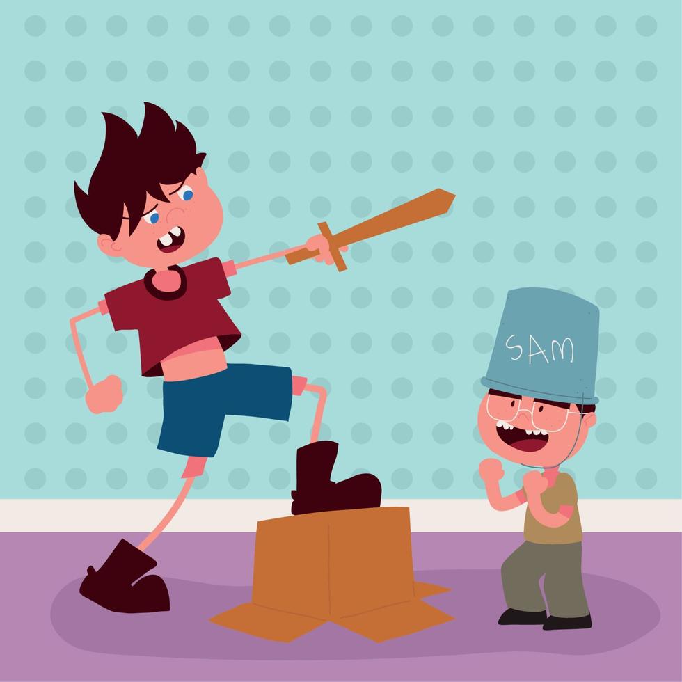 kids playing cartoon vector