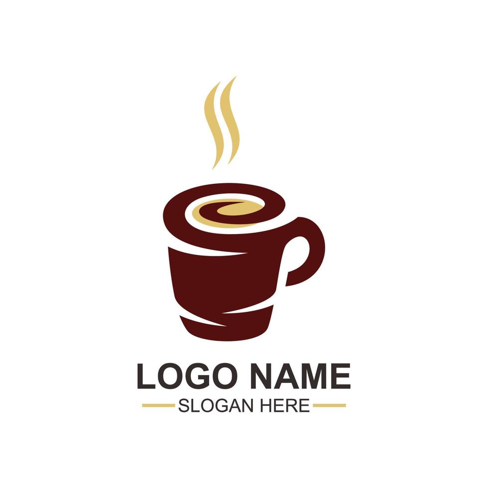 Coffee shop Minimalist vector logo. Coffee beans logo template