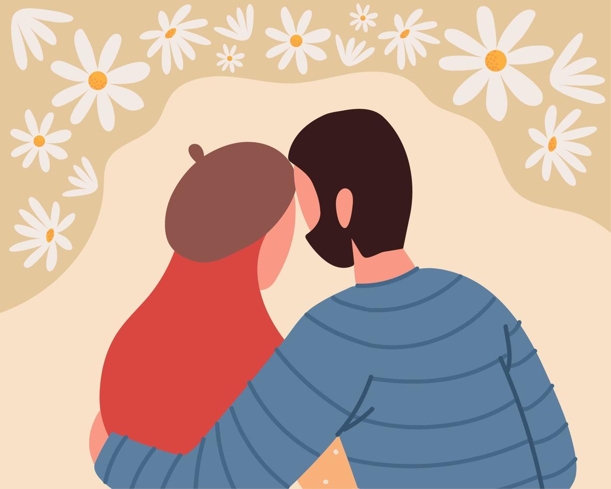 couple character hugging vector