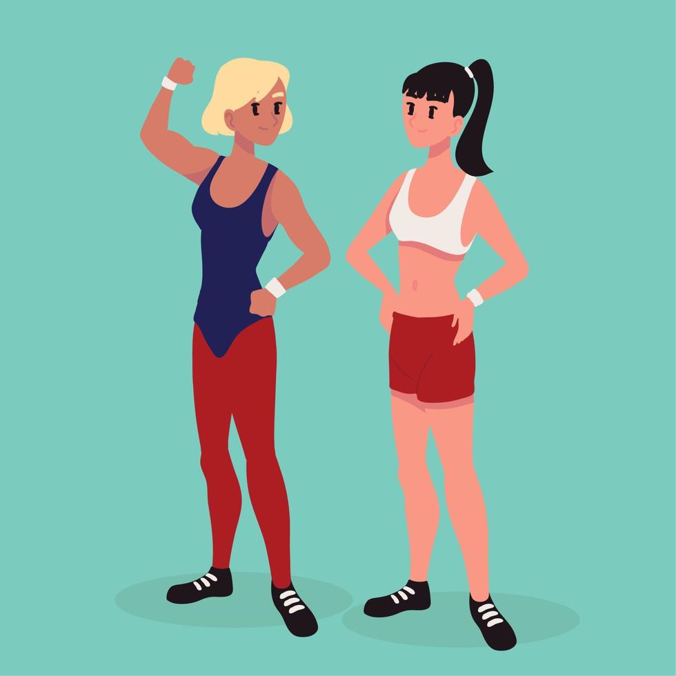 girls with sportswear vector