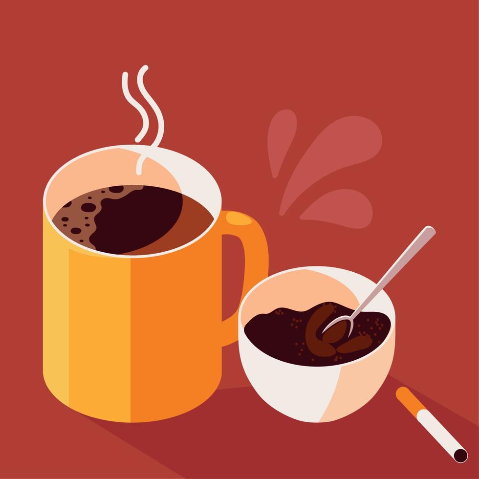 cup of coffee and cigar vector