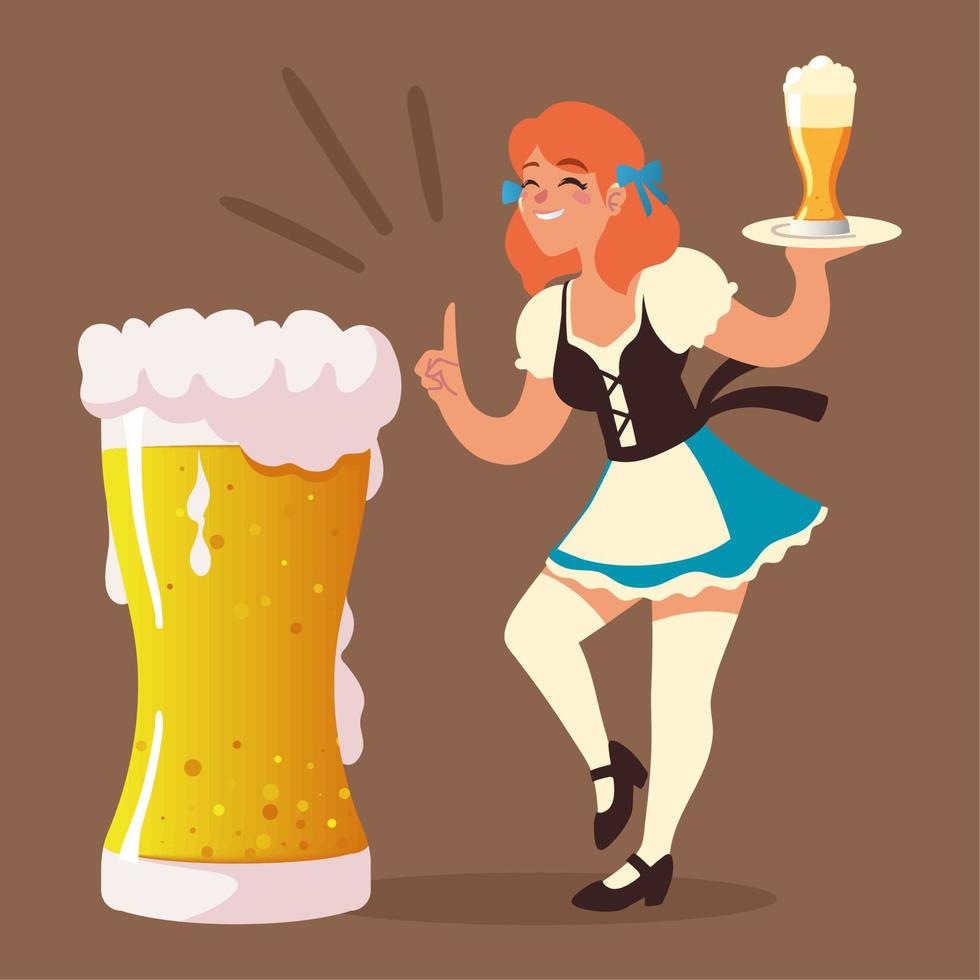 happy woman and beers vector