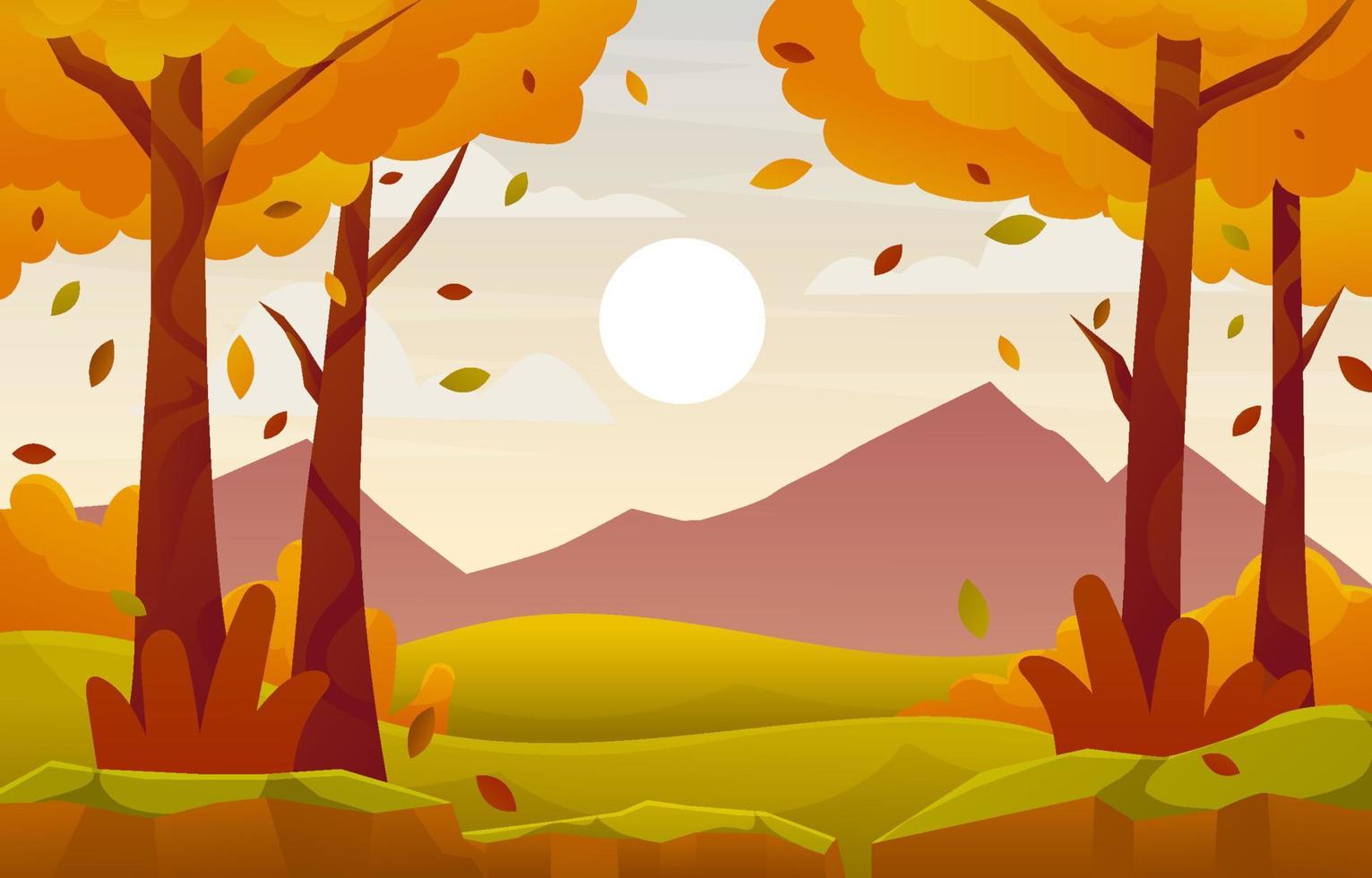 otoño caído paisaje fondo vector