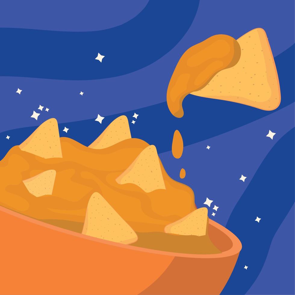 nachos con queso vector