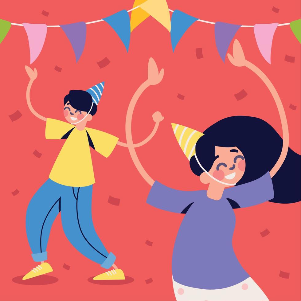 boy and girl birthday party vector