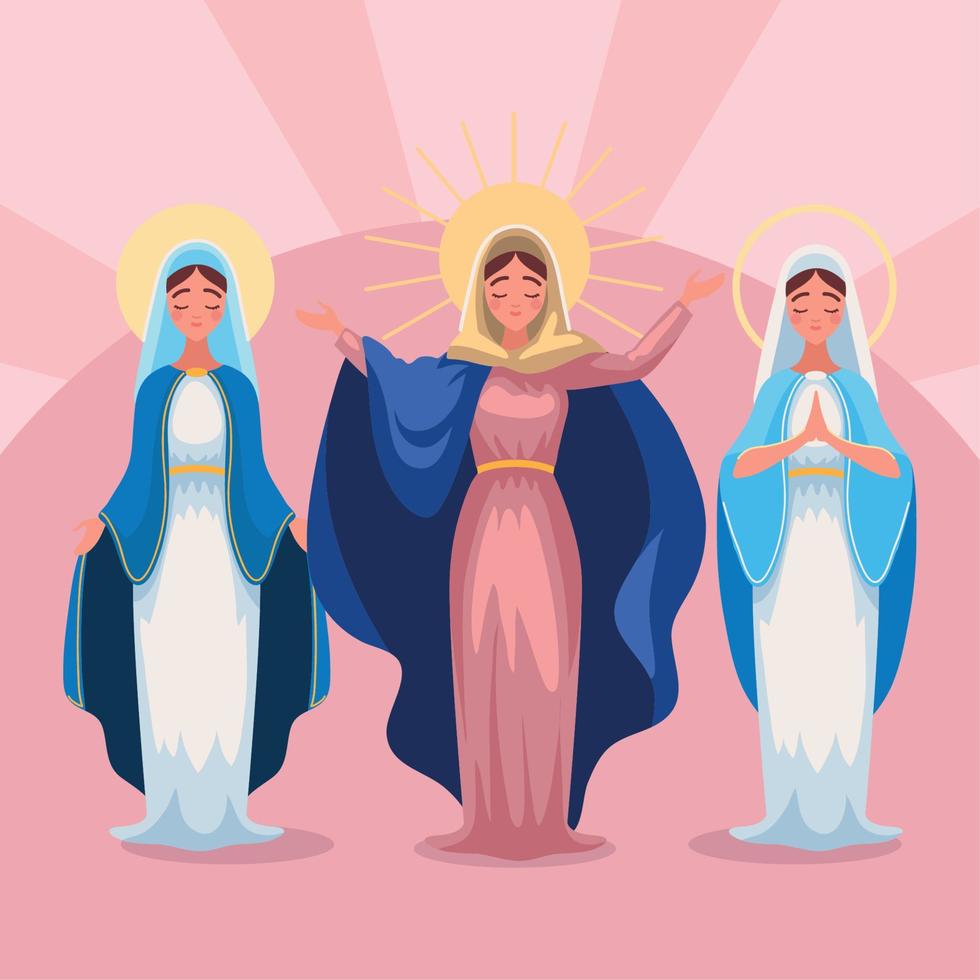 conjunto de virgen maria vector