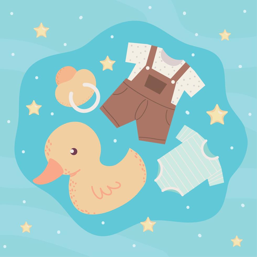 baby duck and clothes vector