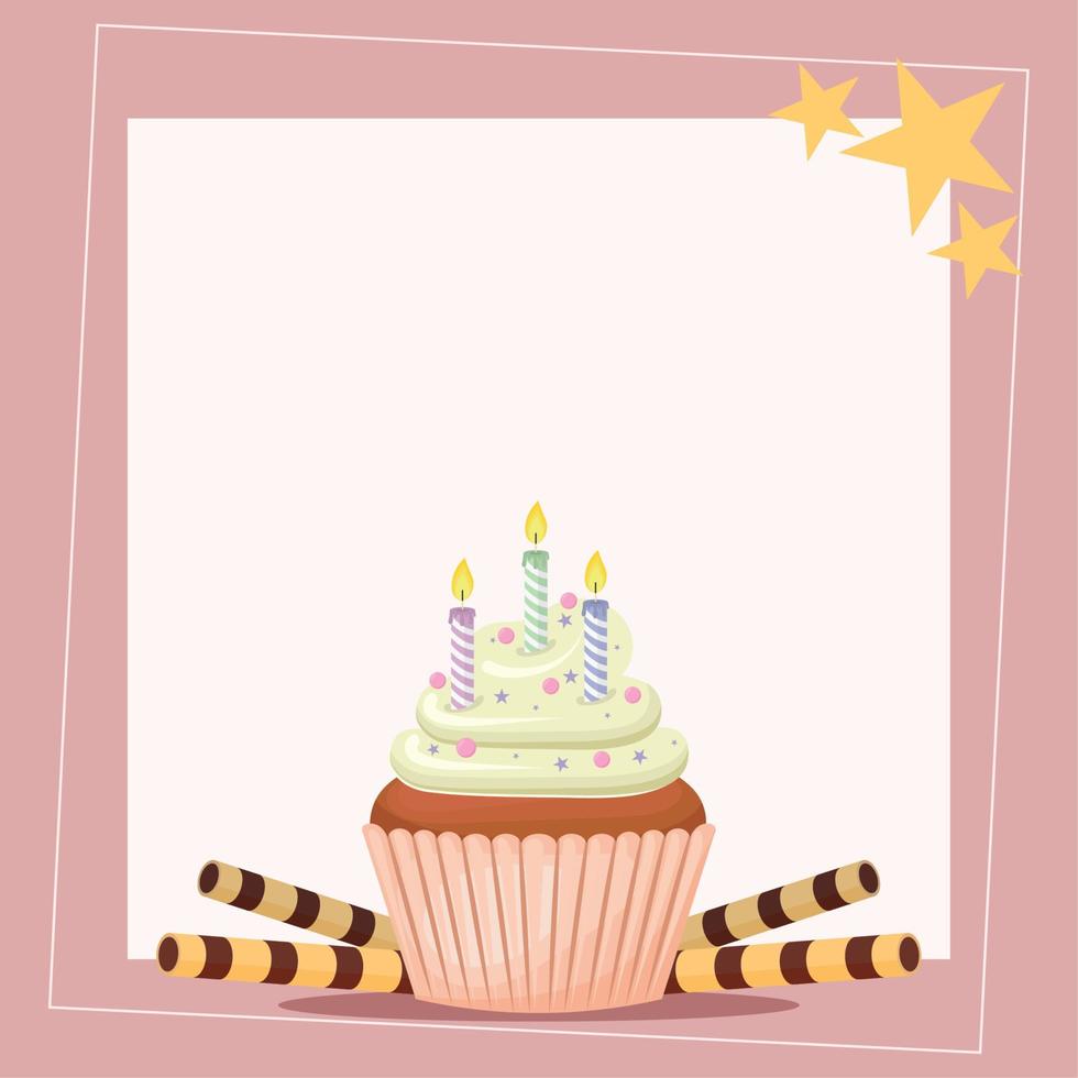 tarjeta de cupcake de cumpleaños vector