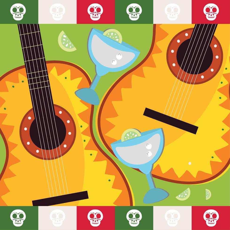 mexican guitars and tequila 11128738 Vector Art at Vecteezy