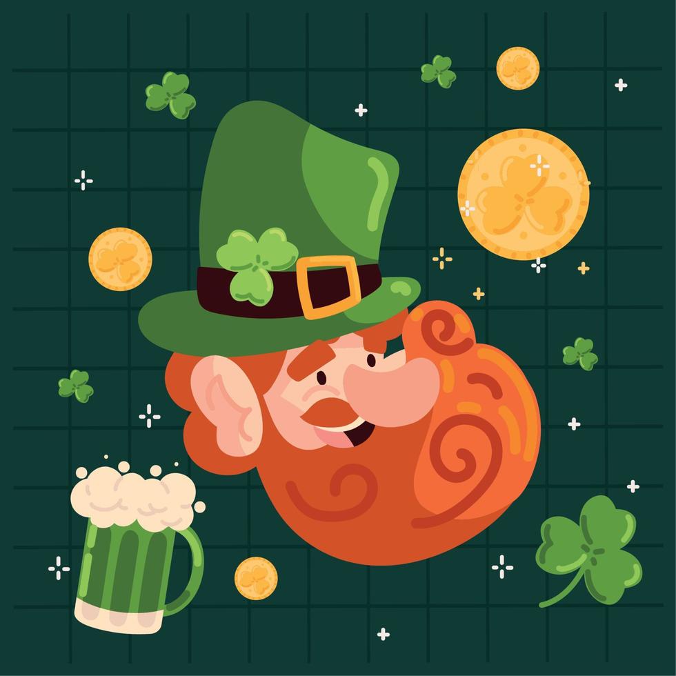 st patricks day leprechaun character vector